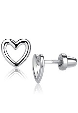 stunning classic open heart sterling silver baby earrings